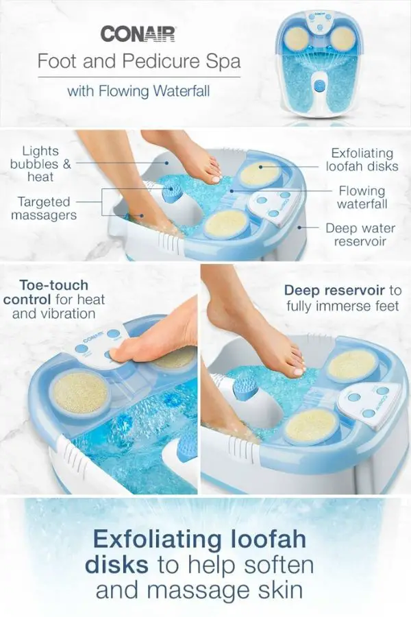 Foot Care Routine Products for Soft Feet, Conair Active Life Waterfall Foot Spa