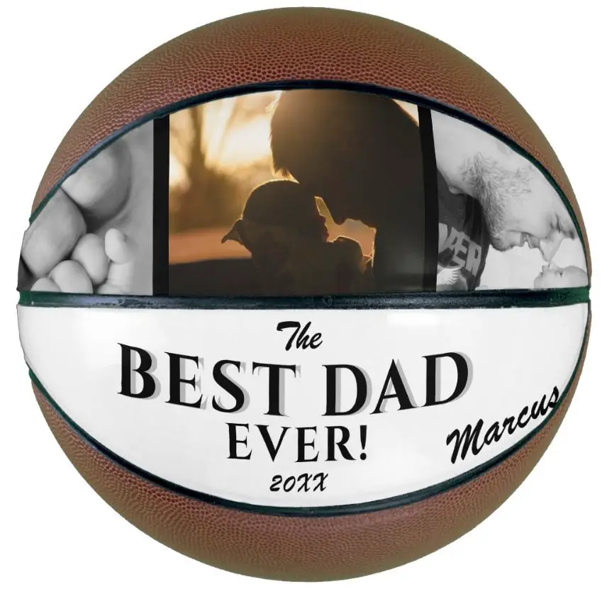 Modern Best Dad Ever Father`s Day Keepsake 3 Photo Basketball gifts ideas are for our sporty dad