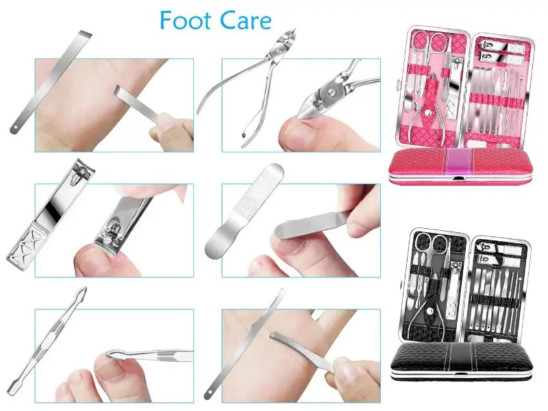 Foot Care Routine Products for Soft Feet, Teamkio Manicure Pedicure Nail Clippers Set