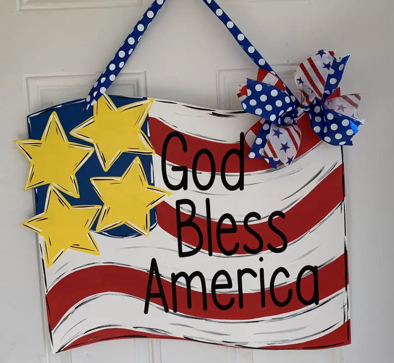 Independence Day American Flag Door Hanger