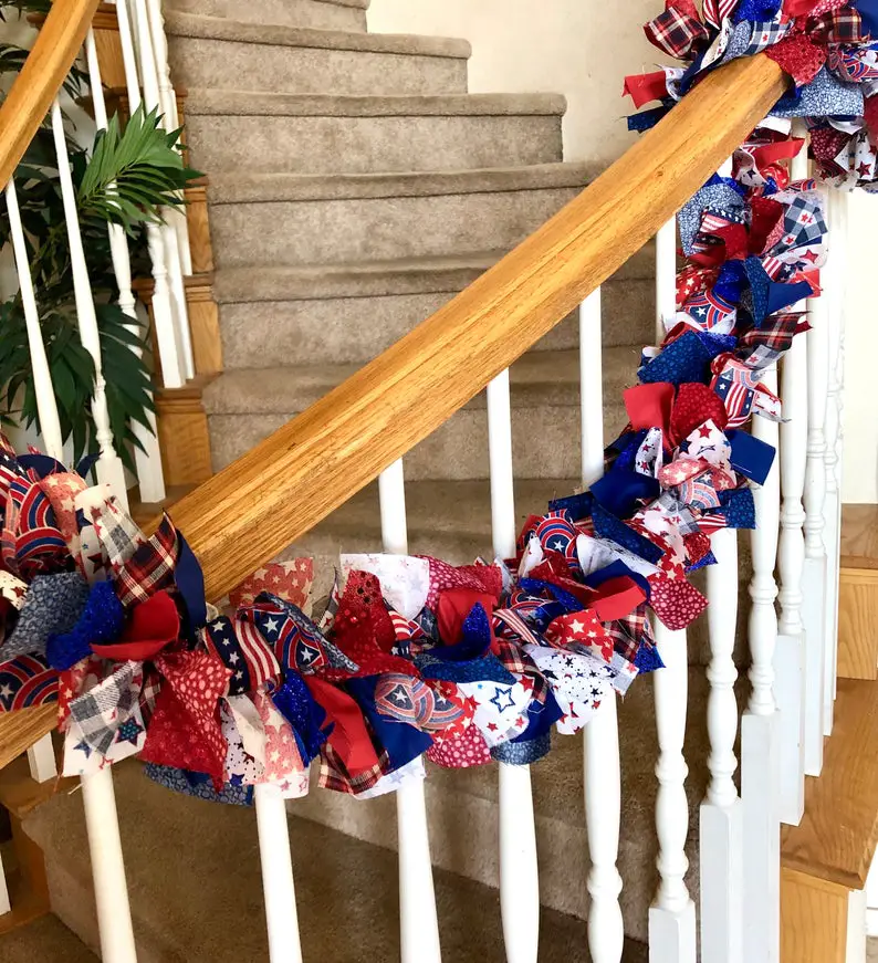 Sparkling Red White Blue Americana Garland