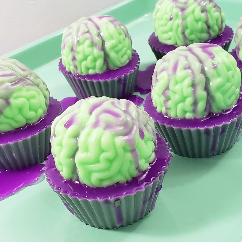 Zombie Brain Cupcake Soaps Halloween party favors for kids 